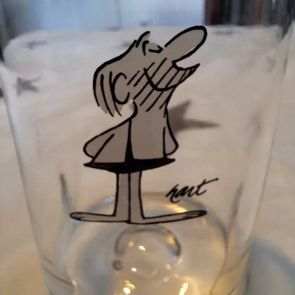 Vintage Barware B.C. Comic‎ Johnny Hart Caveman Pinched Glass Tumbler Drinkware